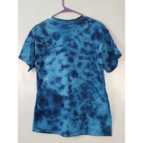 VTG Y2K Rock And Roll Mens T Shirt Medium Blue Tie Dye Short Sleeve Grunge - Picture 6 of 7